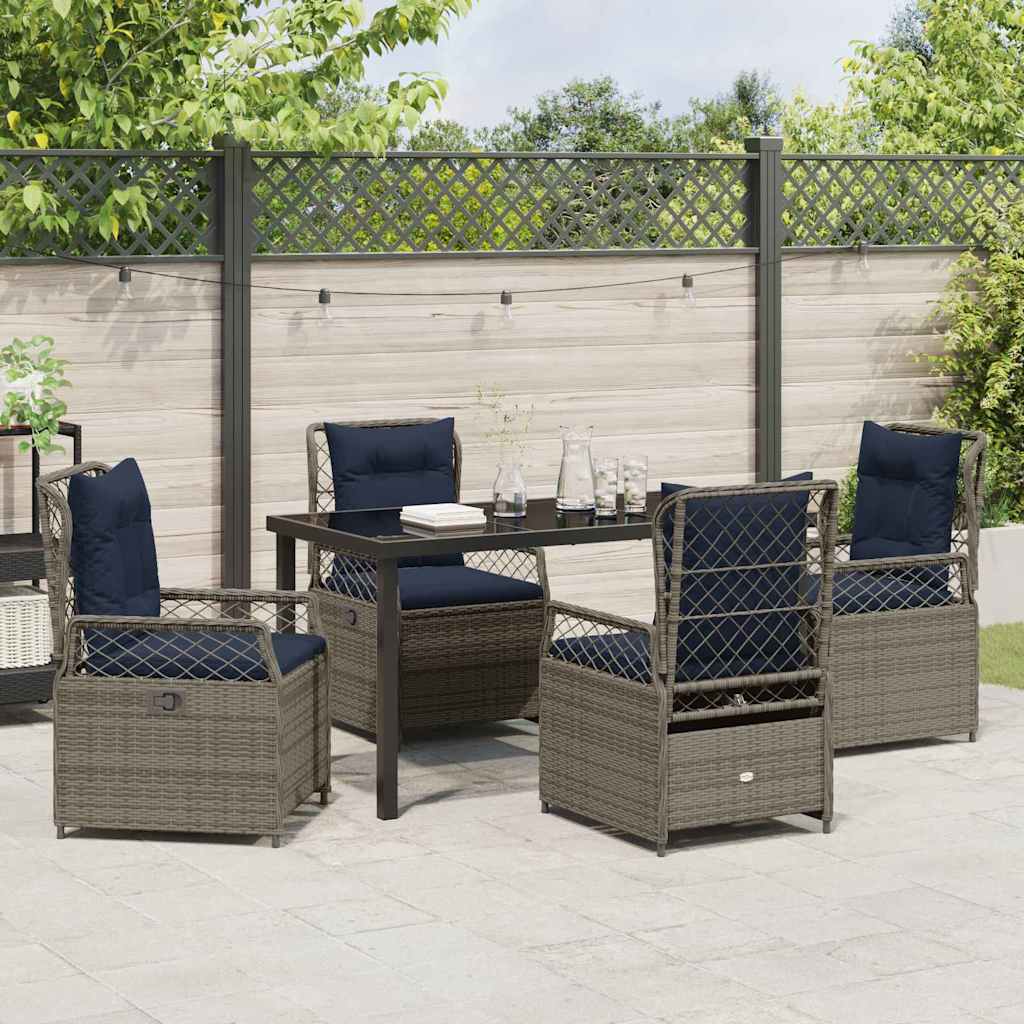 Set da Pranzo per Giardino 5 pcs Grigio polyrattan - homemem39