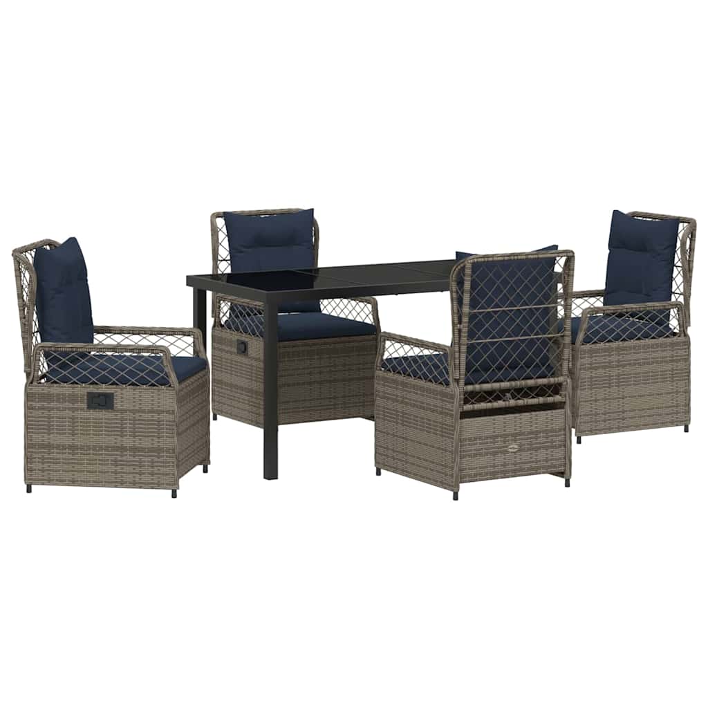 Set da Pranzo per Giardino 5 pcs Grigio polyrattan - homemem39