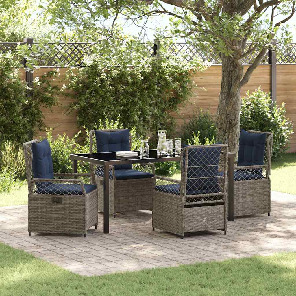 Set da Pranzo per Giardino 5 pcs Grigio polyrattan - homemem39