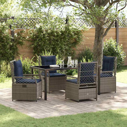 Set da Pranzo per Giardino 5 pcs Grigio polyrattan - homemem39