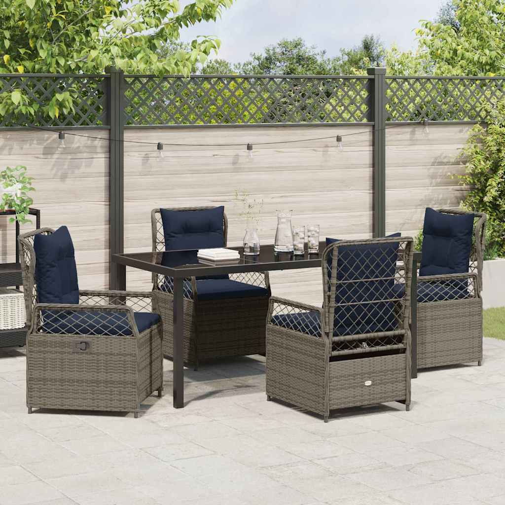 Set da Pranzo per Giardino 5 pcs Grigio polyrattan - homemem39