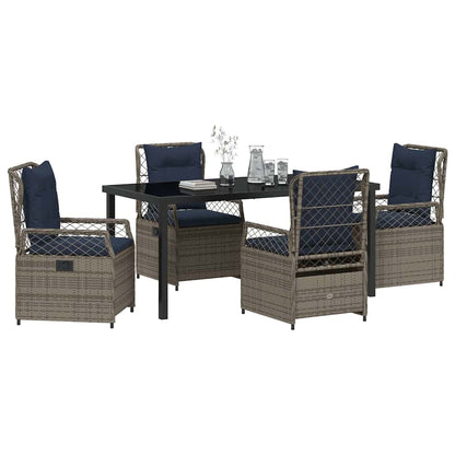 Set da Pranzo per Giardino 5 pcs Grigio polyrattan - homemem39