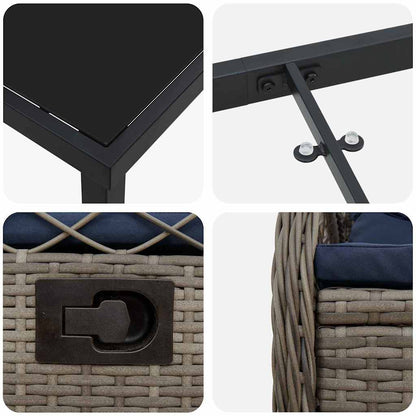 Set da Pranzo per Giardino 7 pcs Grigio polyrattan - homemem39