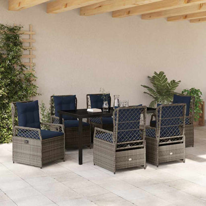 Set da Pranzo per Giardino 7 pcs Grigio polyrattan - homemem39