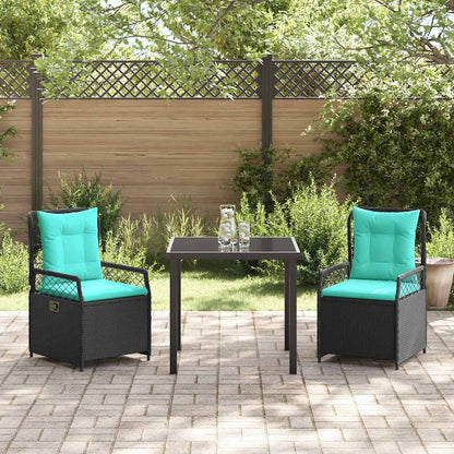 Set da Pranzo per Giardino 3 pcs Nero polyrattan - homemem39