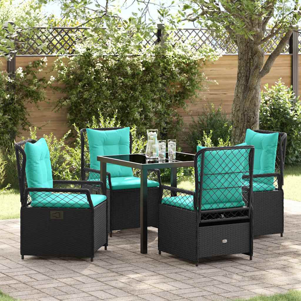 Set da Pranzo per Giardino 5 pcs Nero polyrattan - homemem39