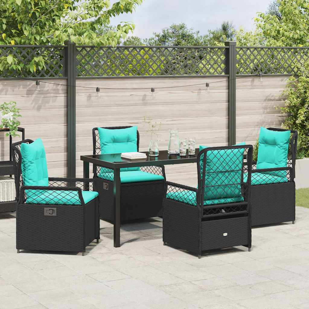 Set da Pranzo per Giardino 5 pcs Nero polyrattan - homemem39
