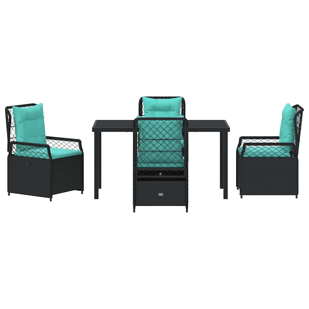 Set da Pranzo per Giardino 5 pcs Nero polyrattan - homemem39