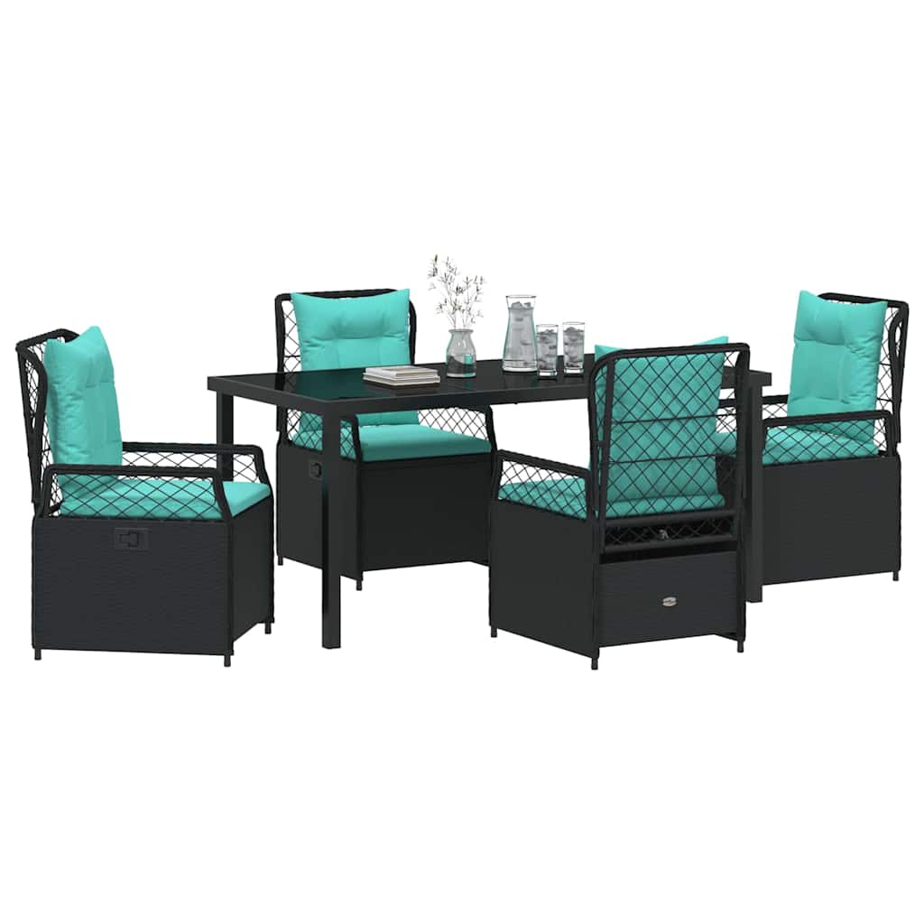 Set da Pranzo per Giardino 5 pcs Nero polyrattan - homemem39