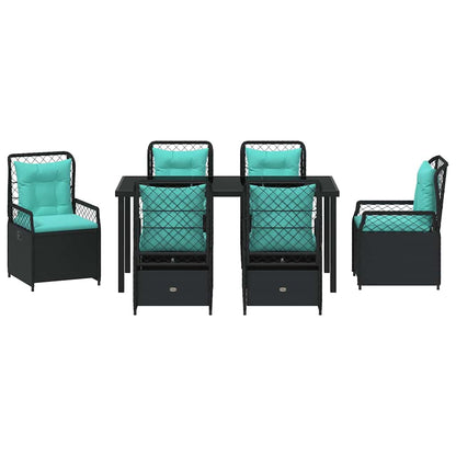 Set da Pranzo per Giardino 7 pcs Nero polyrattan - homemem39