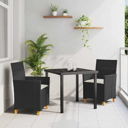 Set da Pranzo per Giardino 3 pcs Nero polyrattan - homemem39