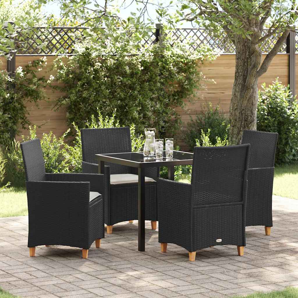 Set da Pranzo per Giardino 5 pcs Nero polyrattan - homemem39