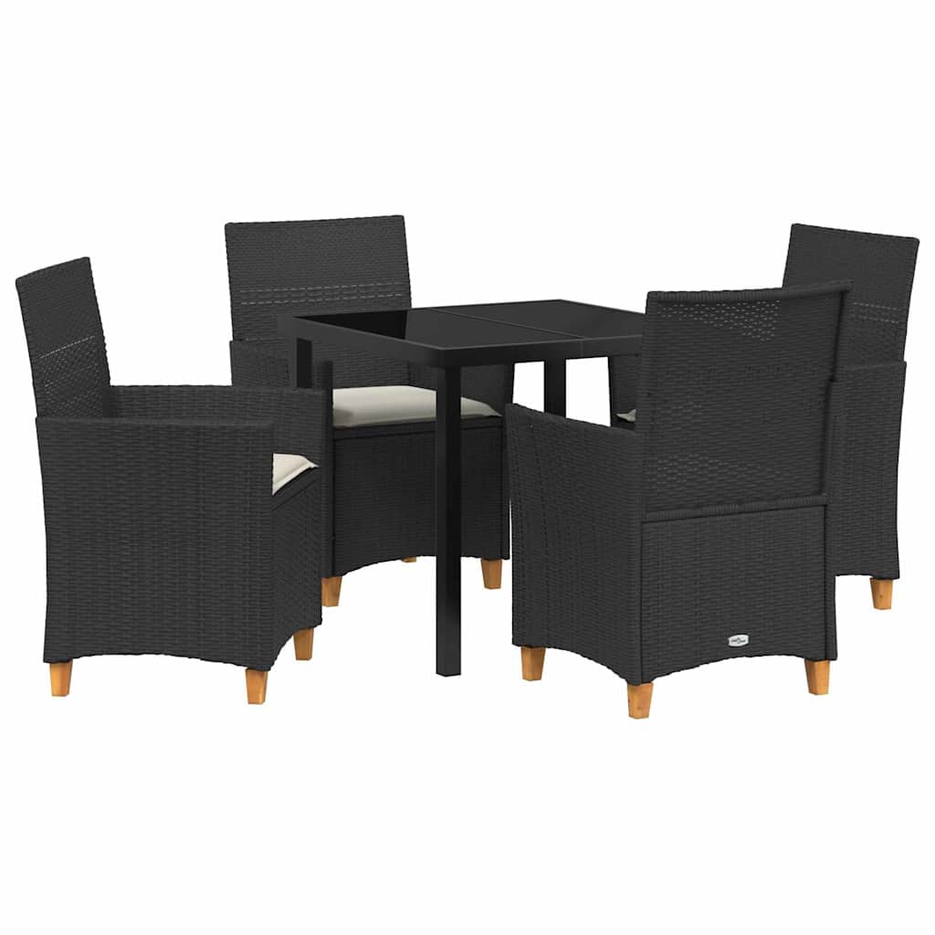 Set da Pranzo per Giardino 5 pcs Nero polyrattan - homemem39