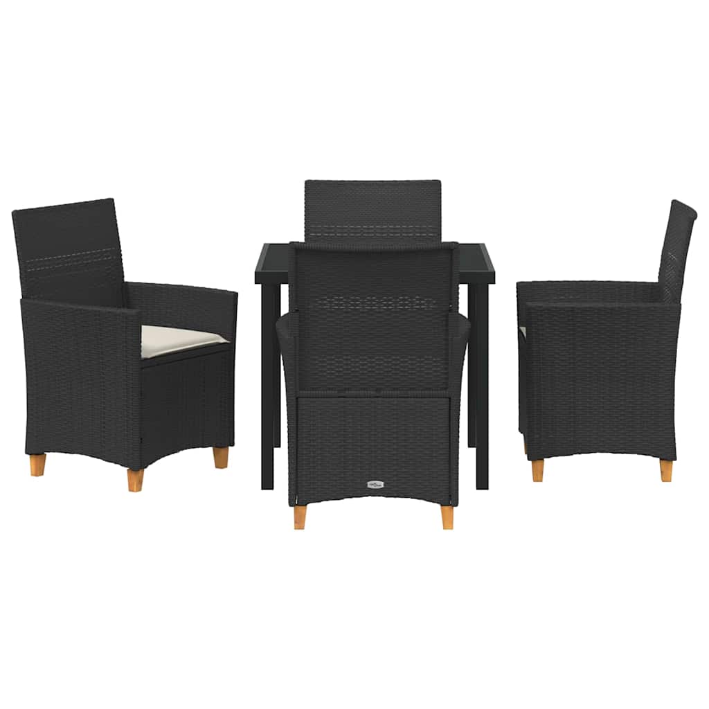 Set da Pranzo per Giardino 5 pcs Nero polyrattan - homemem39