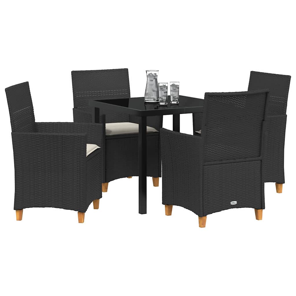 Set da Pranzo per Giardino 5 pcs Nero polyrattan - homemem39