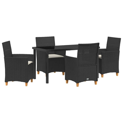 Set da Pranzo per Giardino 5 pcs Nero polyrattan - homemem39