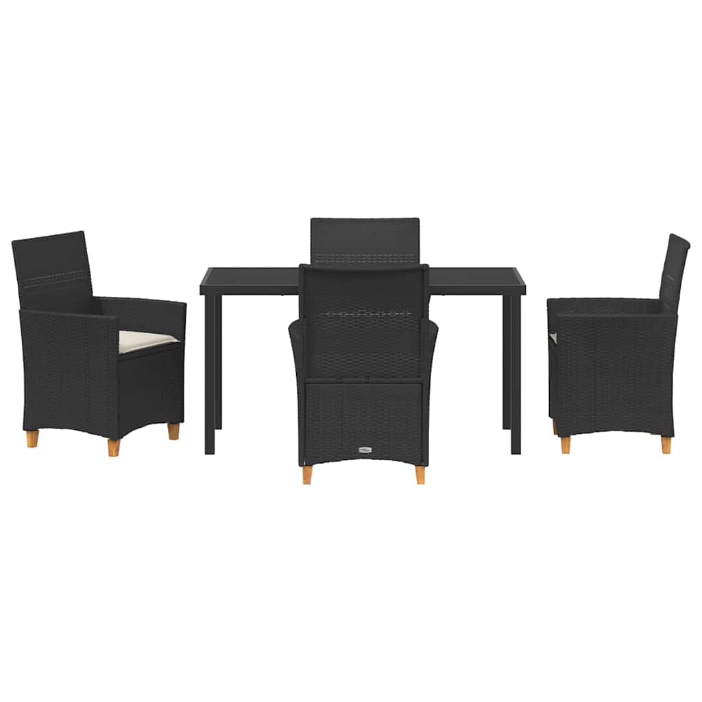 Set da Pranzo per Giardino 5 pcs Nero polyrattan - homemem39