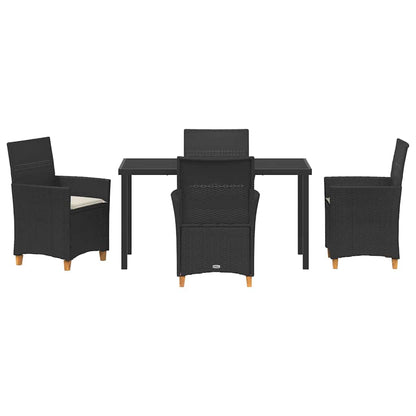 Set da Pranzo per Giardino 5 pcs Nero polyrattan - homemem39