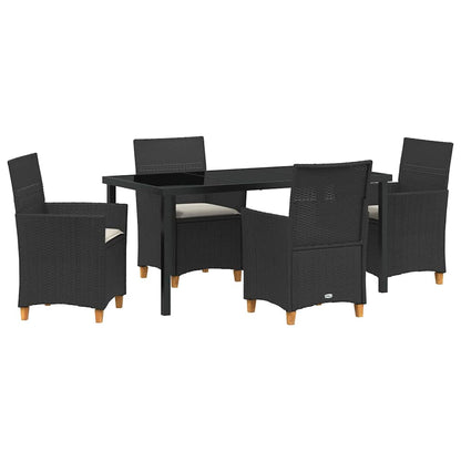 Set da Pranzo per Giardino 5 pcs Nero polyrattan - homemem39