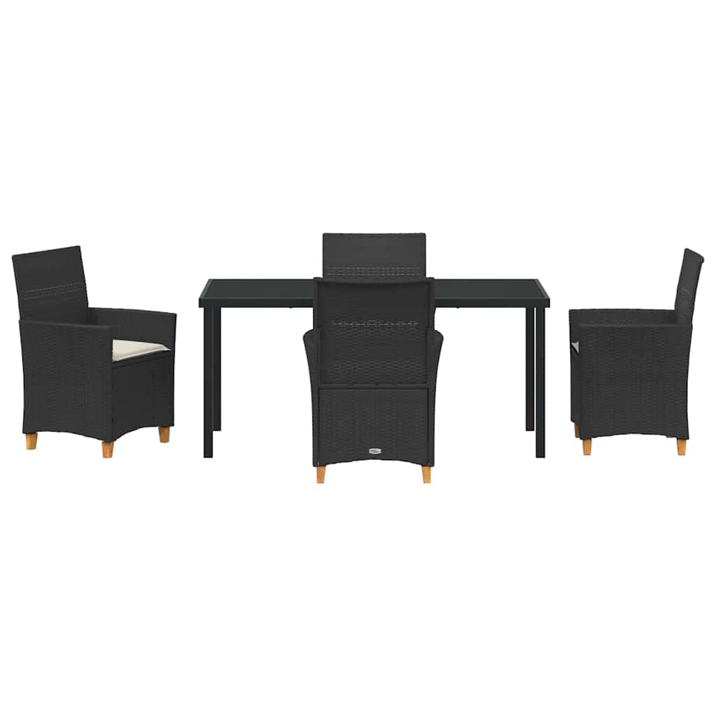 Set da Pranzo per Giardino 5 pcs Nero polyrattan - homemem39