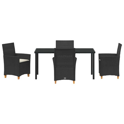 Set da Pranzo per Giardino 5 pcs Nero polyrattan - homemem39