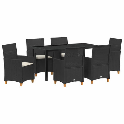 Set da Pranzo per Giardino 7 pcs Nero polyrattan | homemem39