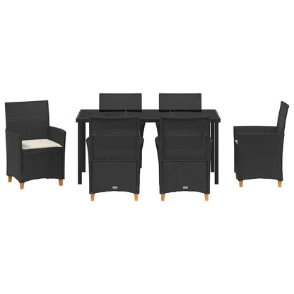 Set da Pranzo per Giardino 7 pcs Nero polyrattan - homemem39