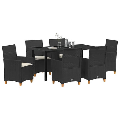 Set da Pranzo per Giardino 7 pcs Nero polyrattan - homemem39