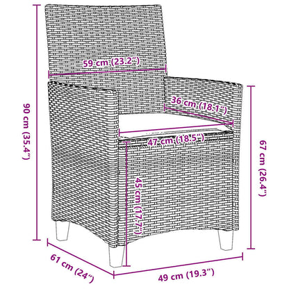 Set da Pranzo per Giardino 7 pcs Nero polyrattan - homemem39