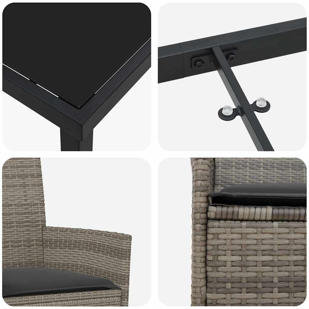 Set da Pranzo per Giardino 5 pcs Grigio polyrattan - homemem39