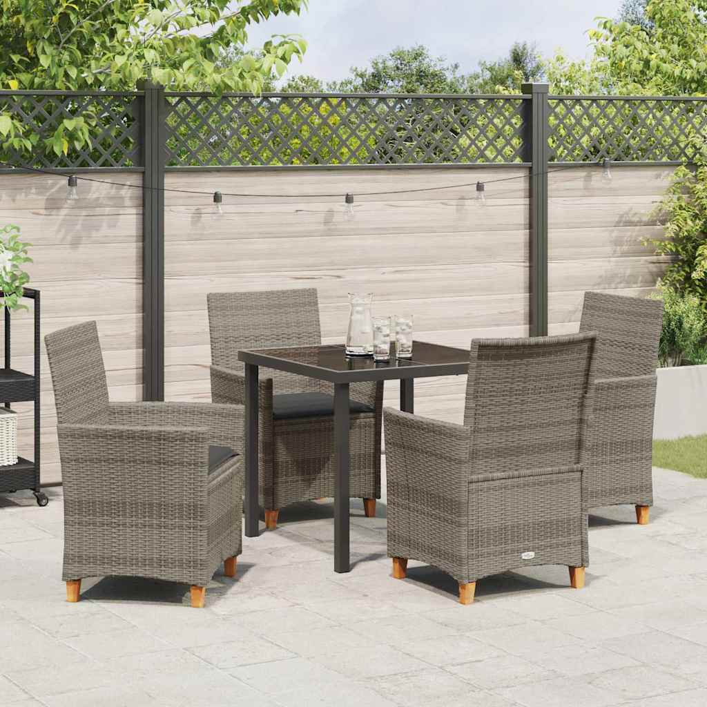 Set da Pranzo per Giardino 5 pcs Grigio polyrattan - homemem39