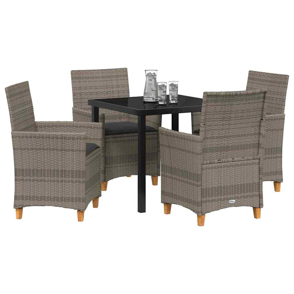 Set da Pranzo per Giardino 5 pcs Grigio polyrattan - homemem39