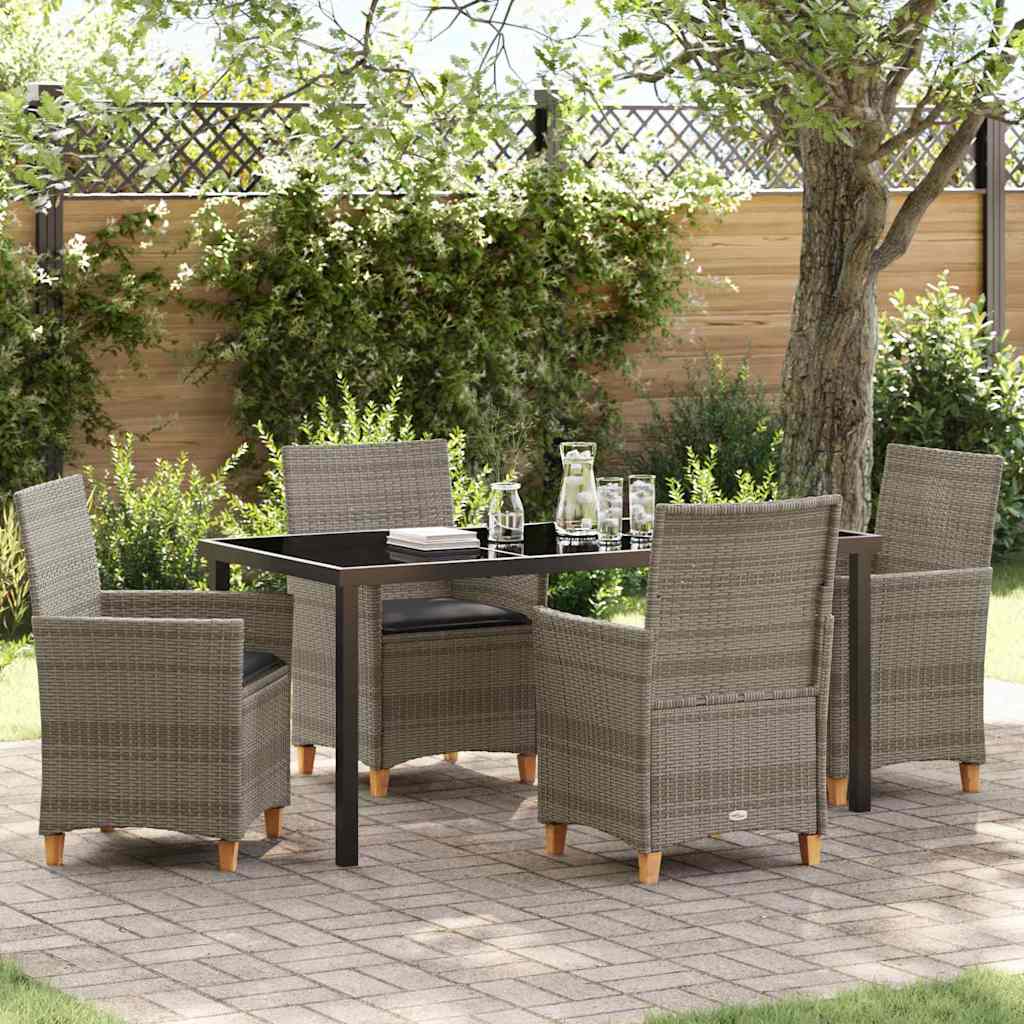 Set da Pranzo per Giardino 5 pcs Grigio polyrattan - homemem39