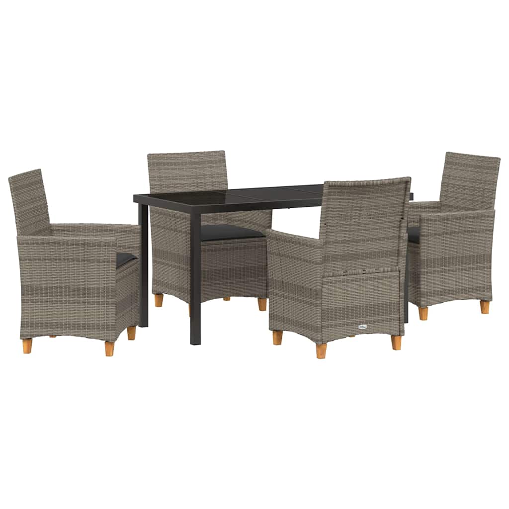 Set da Pranzo per Giardino 5 pcs Grigio polyrattan - homemem39