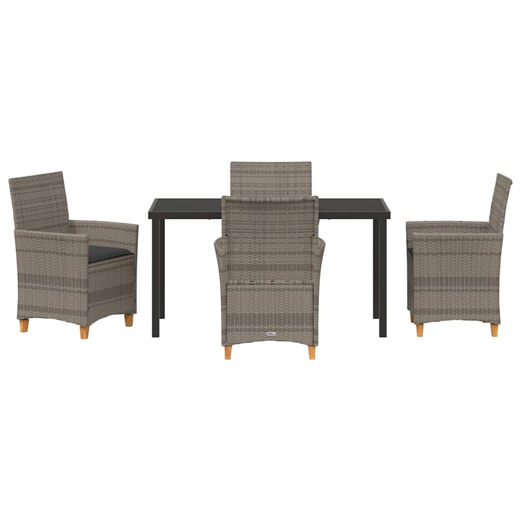 Set da Pranzo per Giardino 5 pcs Grigio polyrattan - homemem39