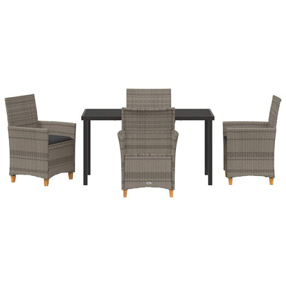 Set da Pranzo per Giardino 5 pcs Grigio polyrattan - homemem39