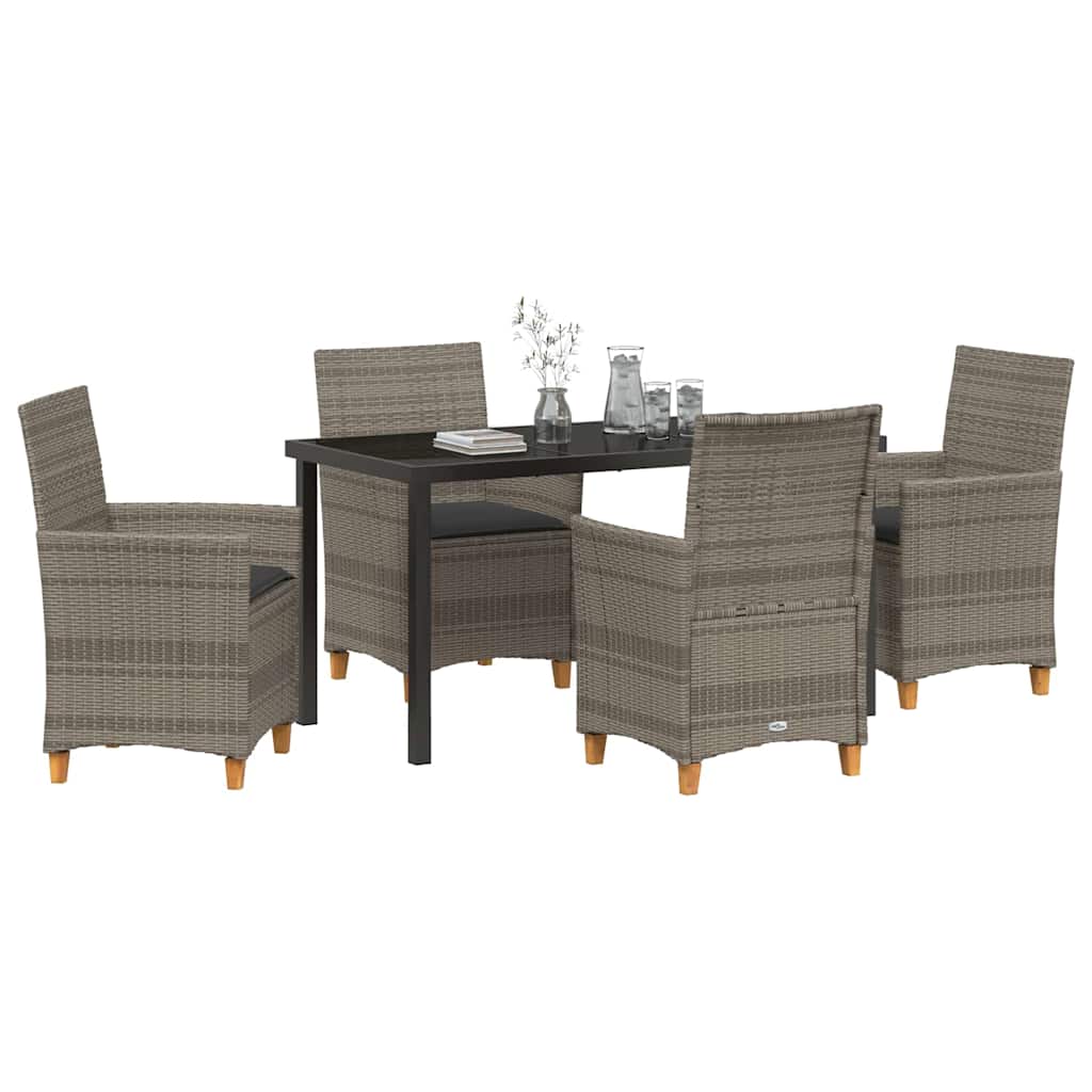 Set da Pranzo per Giardino 5 pcs Grigio polyrattan - homemem39