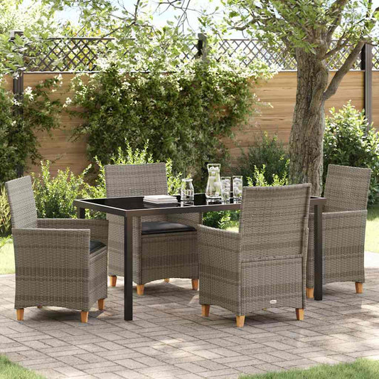 Set da Pranzo per Giardino 5 pcs Grigio polyrattan - homemem39