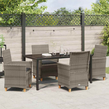 Set da Pranzo per Giardino 5 pcs Grigio polyrattan - homemem39