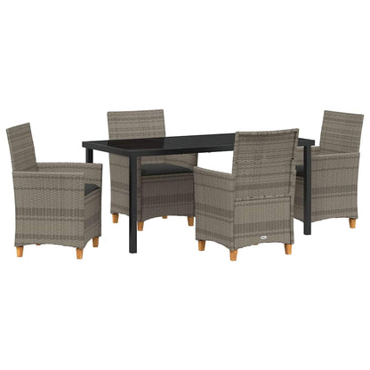 Set da Pranzo per Giardino 5 pcs Grigio polyrattan - homemem39
