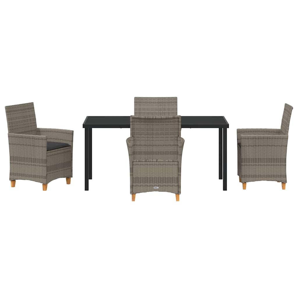 Set da Pranzo per Giardino 5 pcs Grigio polyrattan - homemem39