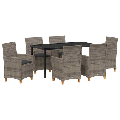 Set da Pranzo per Giardino 7 pcs Grigio polyrattan - homemem39