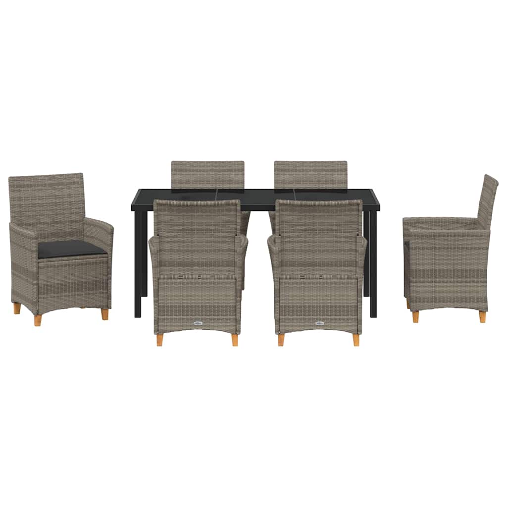Set da Pranzo per Giardino 7 pcs Grigio polyrattan - homemem39