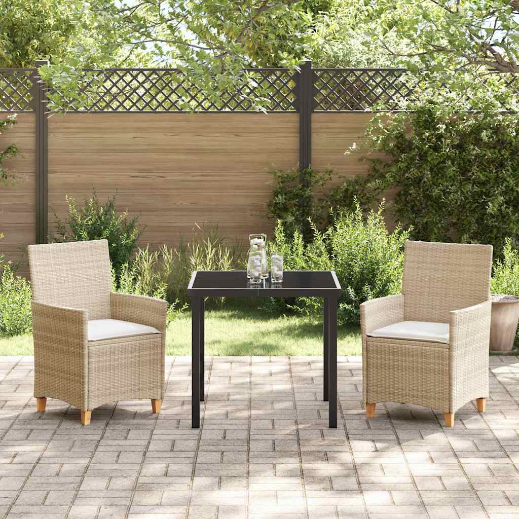 Set da Pranzo per Giardino 3 pcs Beige polyrattan - homemem39