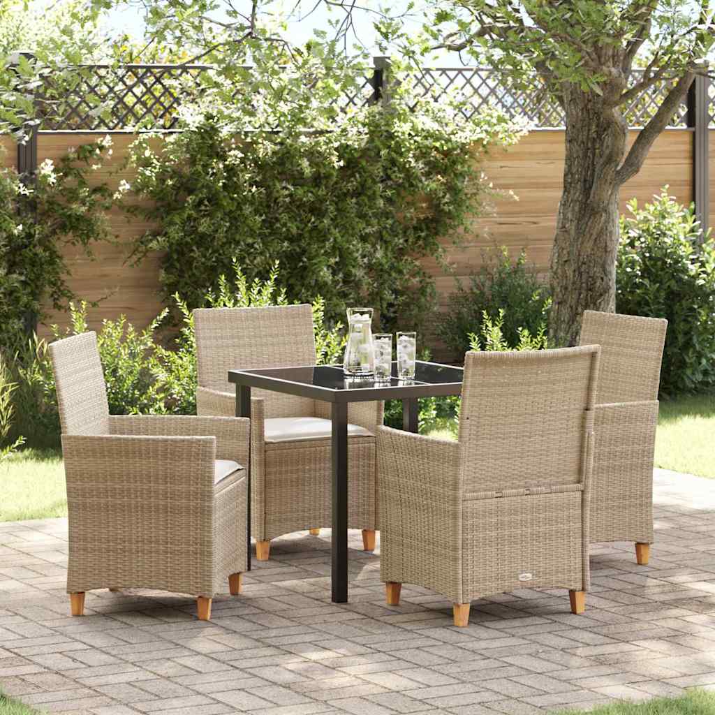 Set da Pranzo per Giardino 5 pcs Beige polyrattan - homemem39