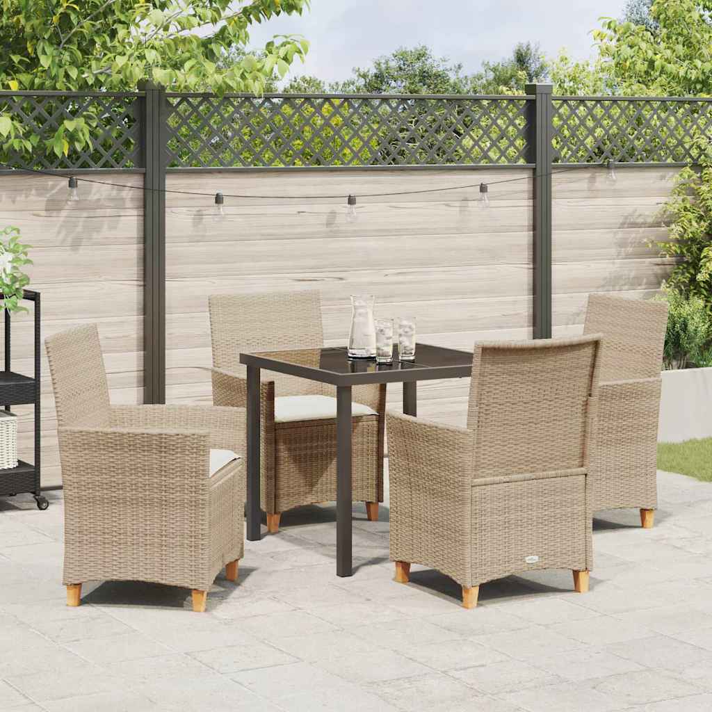 Set da Pranzo per Giardino 5 pcs Beige polyrattan - homemem39