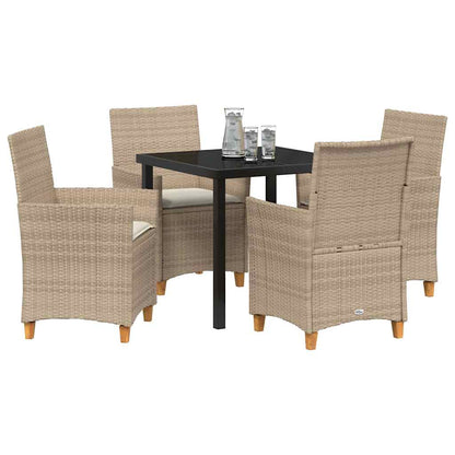 Set da Pranzo per Giardino 5 pcs Beige polyrattan - homemem39