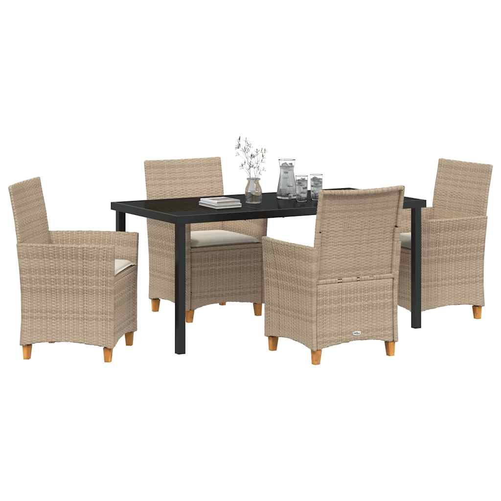 Set da Pranzo per Giardino 5 pcs Beige polyrattan - homemem39