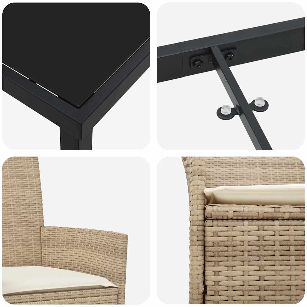 Set da Pranzo per Giardino 7 pcs Beige polyrattan - homemem39