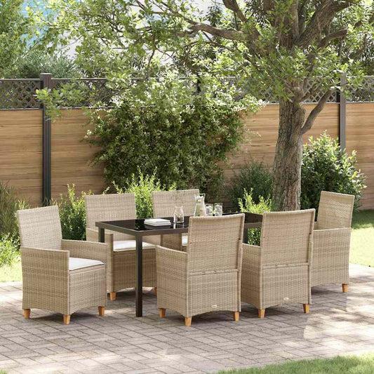Set da Pranzo per Giardino 7 pcs Beige polyrattan - homemem39